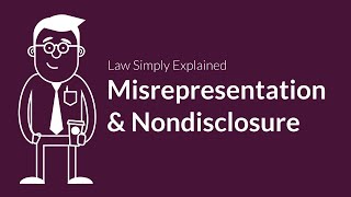 Misrepresentation and Nondisclosure  Contracts  Defenses amp Excuses [upl. by Aliuqehs953]