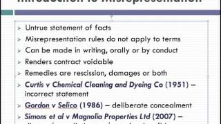 Misrepresentation Lecture 1 of 4 [upl. by Alahc564]